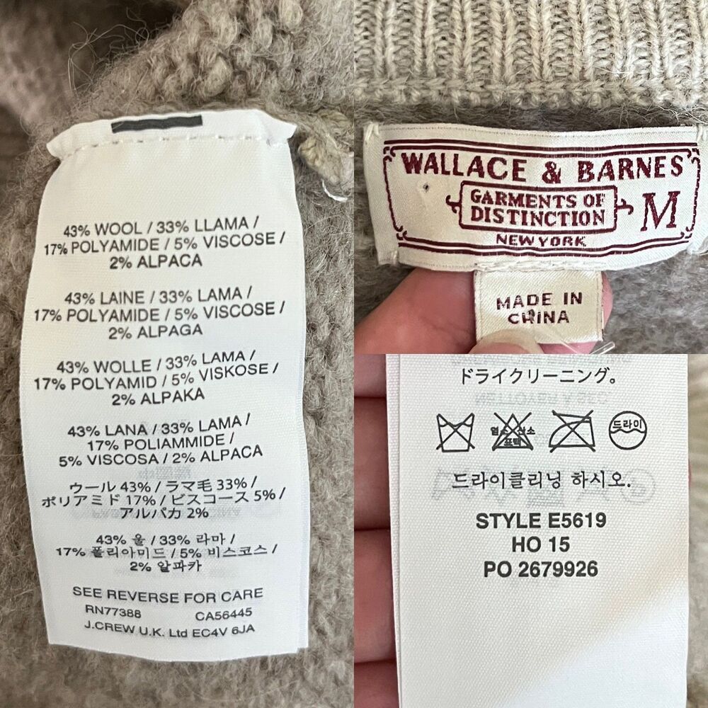 Wallace & Barnes Unisex Wool Llama Alpaca Crewneck Sweater Outdoor Casual Winter - Picture 9 of 15